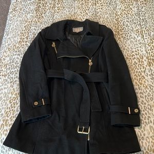 Michael kors black belted pea coat